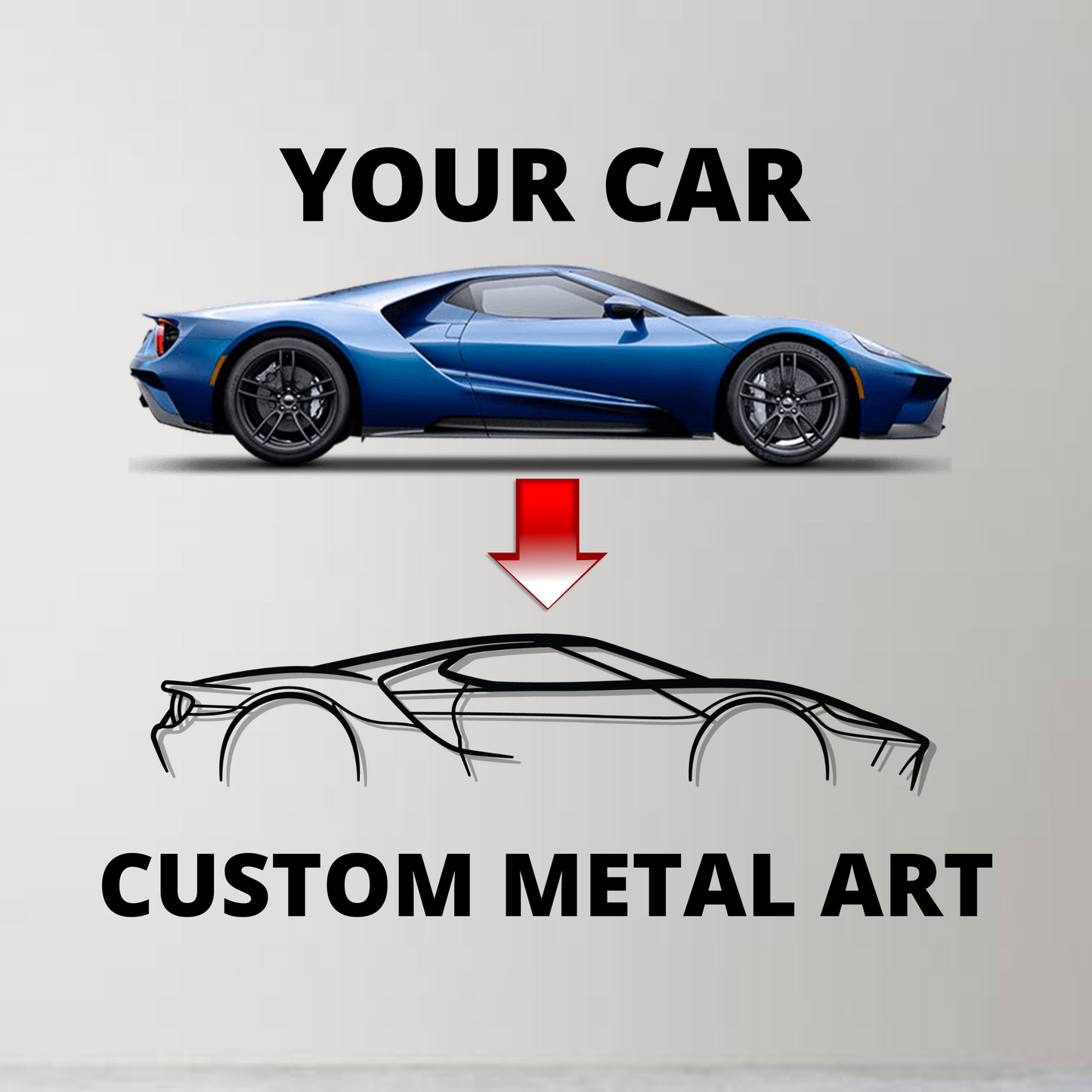 Custom Car Silhouette Metal Wall Art